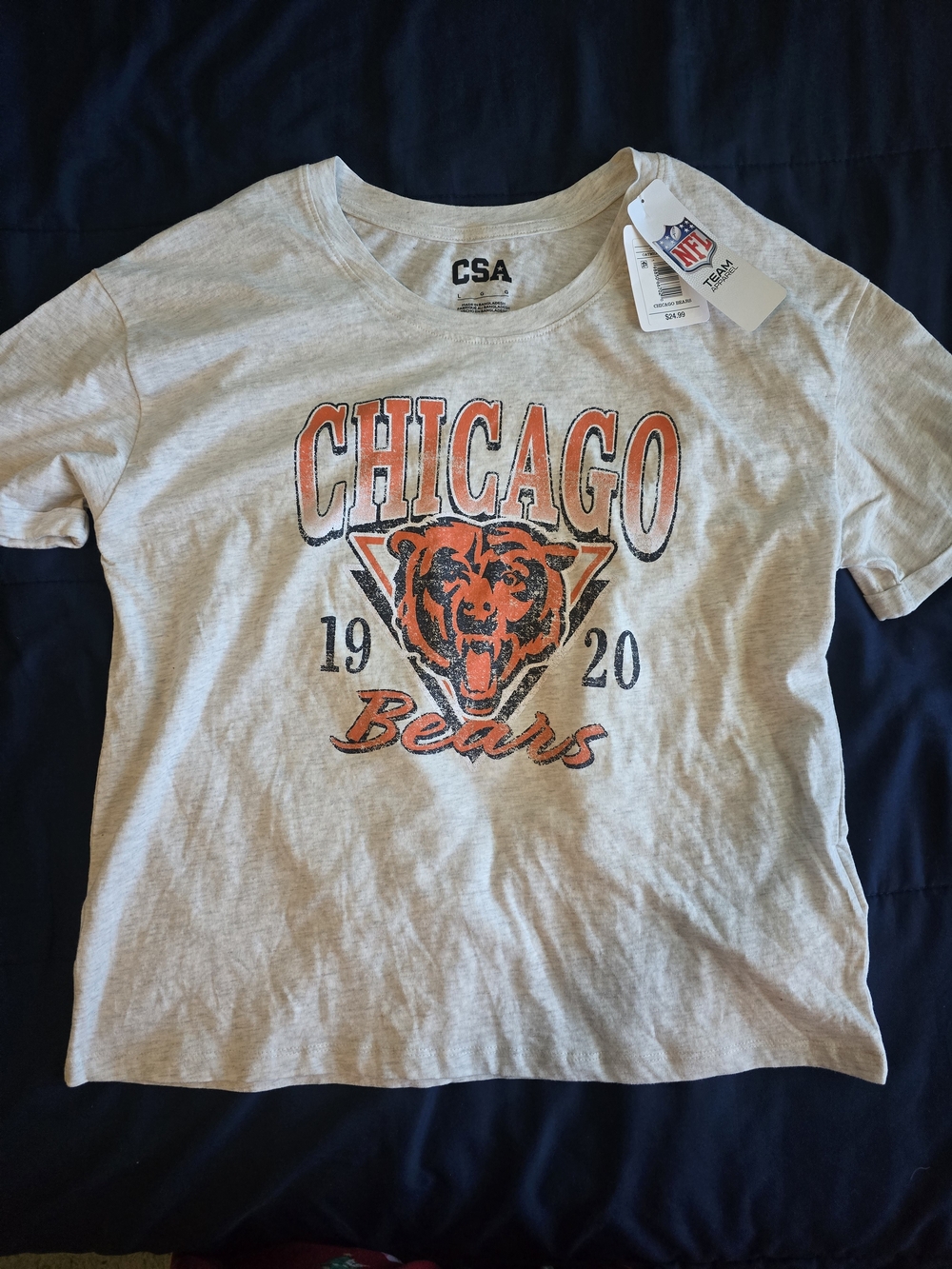 CSA Chicago Bears Short Sleeve Graphic Tee - Heather Gray with Orange Logo